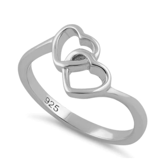 "Double Heart" Silver Ring "Doble Corazon" Anillo de Plata