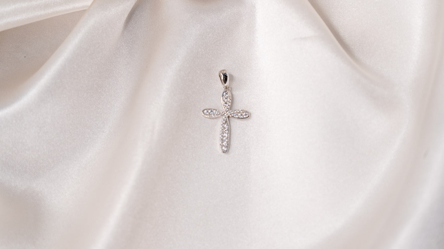 "Cross with Gemstones" Silver Pendant