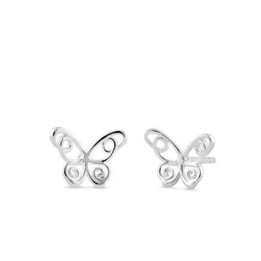 "Butterfly Studs" Silver Earrings "Aretes de Mariposa" Plata