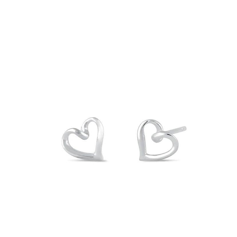 "Heart Studs" Silver Earrings