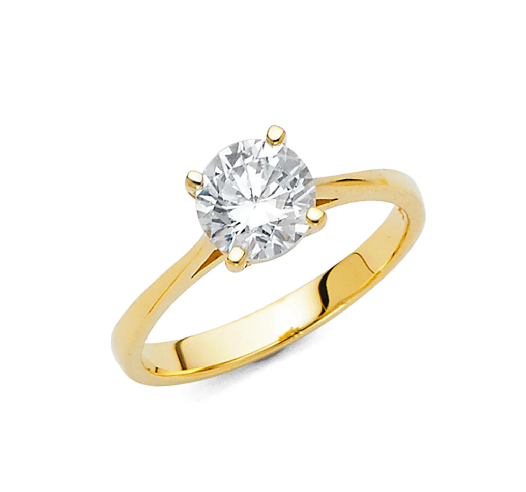 "CZ Engagement Ring" 14K Yellow "CZ Anillo de Compromiso" 14k