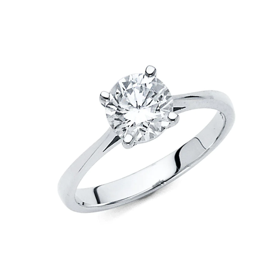 "CZ Engagement Ring" 14K White   "Anillo de compromiso CZ" 14K Blanco