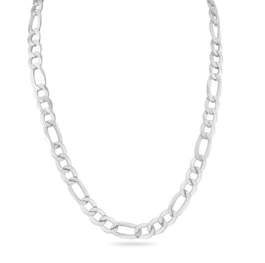 "Diamond Cut Figaro" Silver chain 120-4.9mm "Corte Diamante Figaro" Cadena de Plata