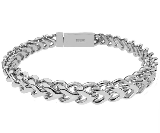 "Hollow Franco Men bracelet" Sterling Silver "Hollow Franco Esclava de Hombre" de plata