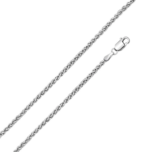 "Wheat Chain" with Lobster Clasp Closure Sterling Silver "Cadena de trigo" con cierre de broche de plata