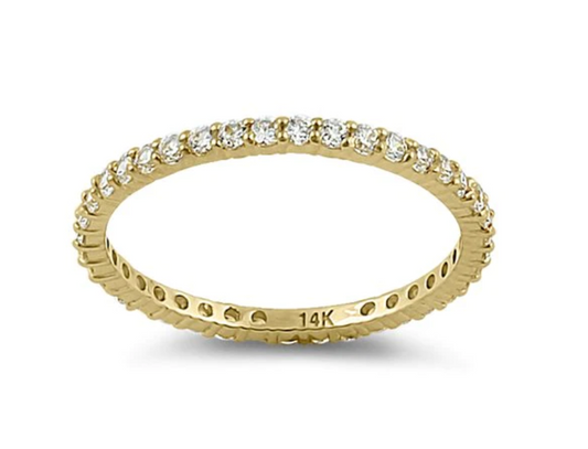 "Eternity CZ Ring" 14K Yellow Gold "Anillo de la Eternidad de Zircona" de Oro de 14k