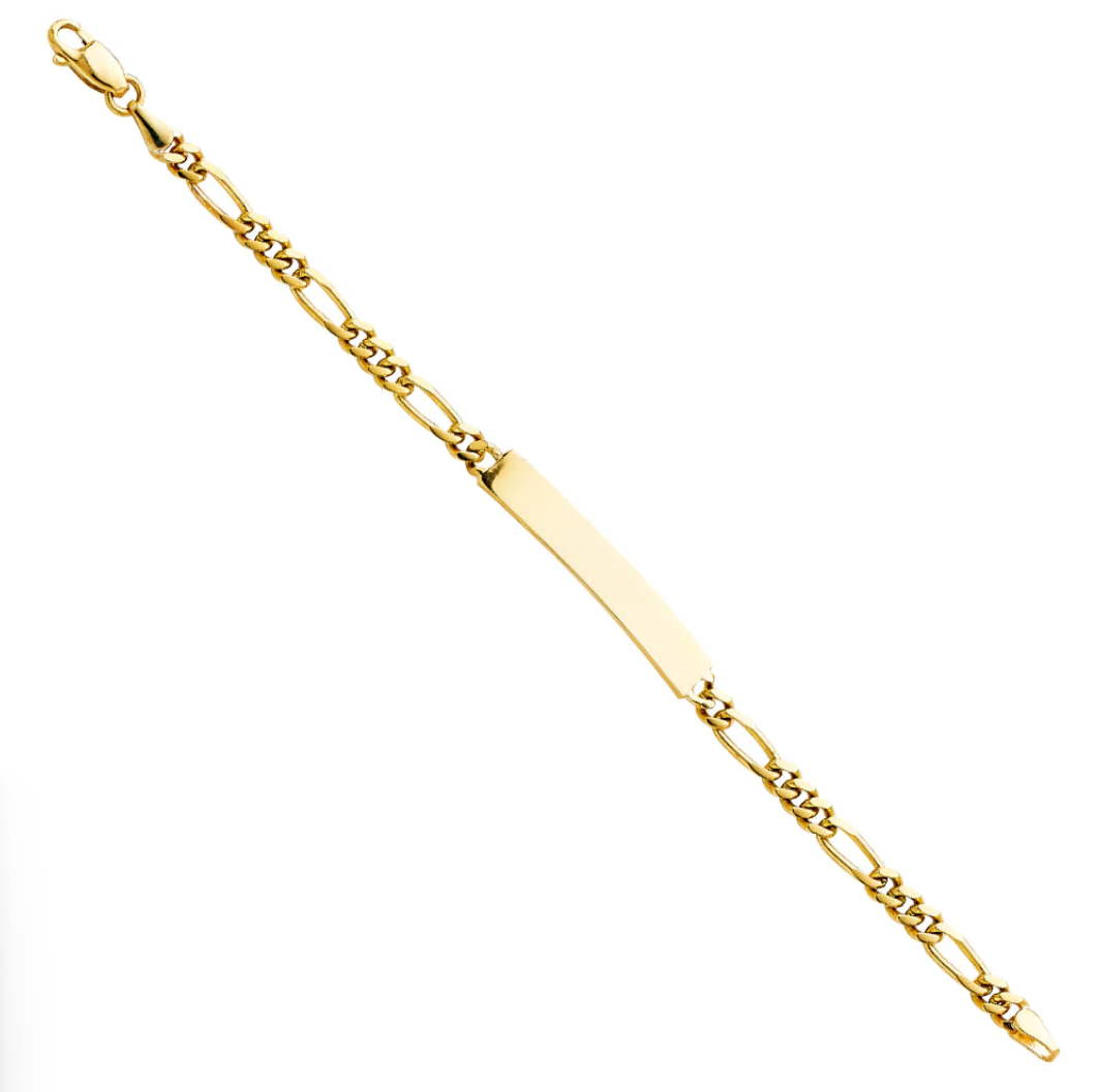 "Figaro Plain Junior" ID Bracelet (esclava) 14K gold (oro)