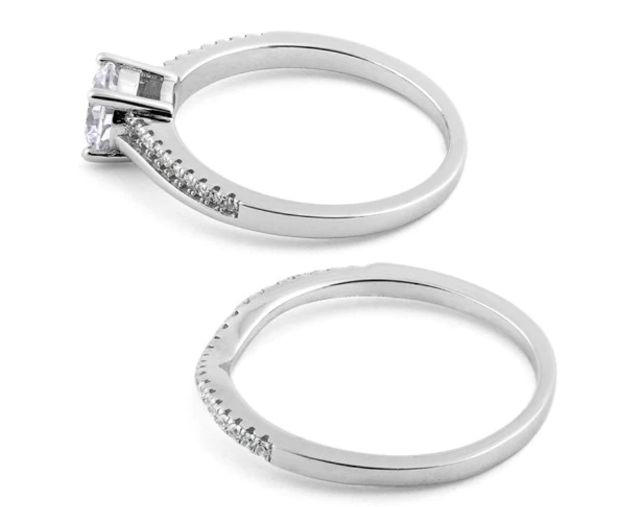 "Engagement Set" CZ Ring Sterling Silver "Set de Anillos de Compromiso" Anillo de Plata CZ