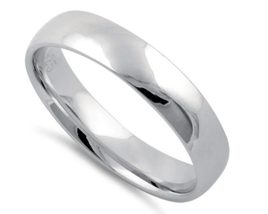 "Men's Wedding Band" 4mm Sterling Silver "Banda de Matrimonio de Hombre" 4mm de Plata