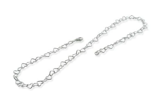 "Heart Chain" 3mm Sterling Silver "Cadena de Corazon" 3mm de Plata