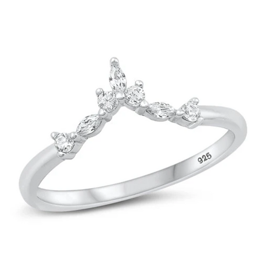 Delicate Crown Clear CZ Ring Sterling Silver