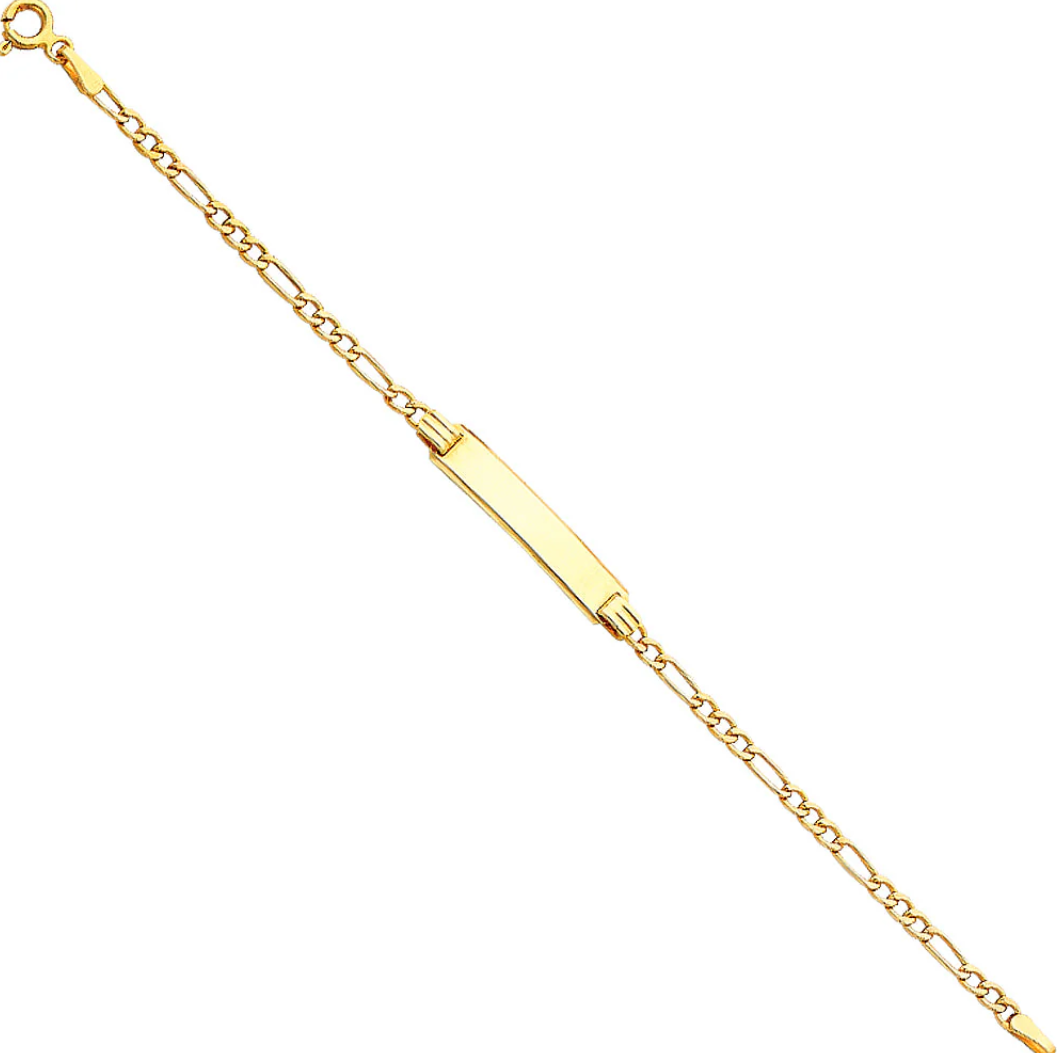 Figaro Hollow Baby ID Bracelet 14K Gold