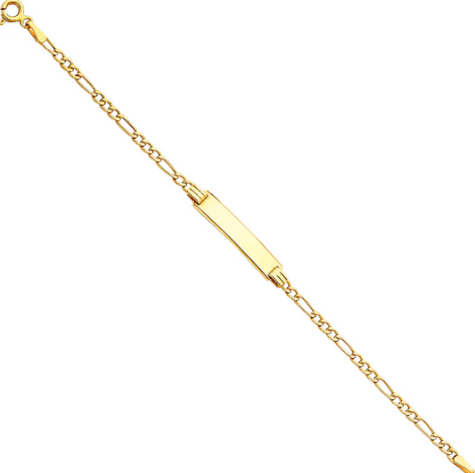 Figaro Hollow Baby ID Bracelet 14K Gold