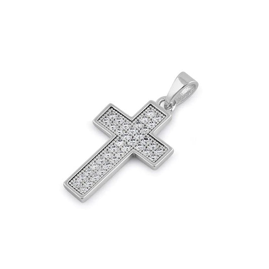 "Cross Clear CZ" Silver Pendant