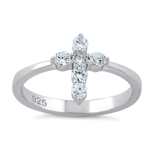 "Cross Clear" Silver Ring